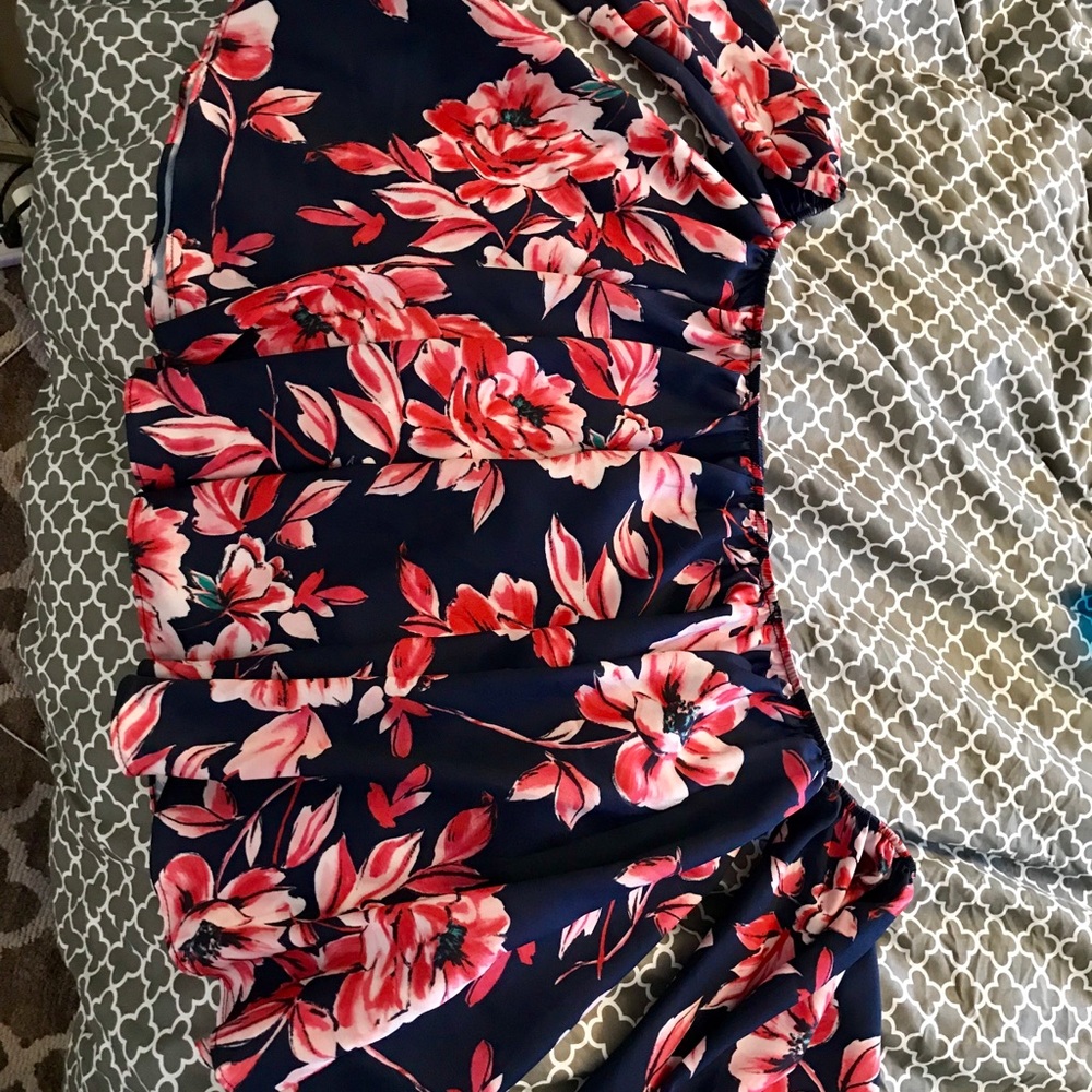 Aqua off the shoulder floral top